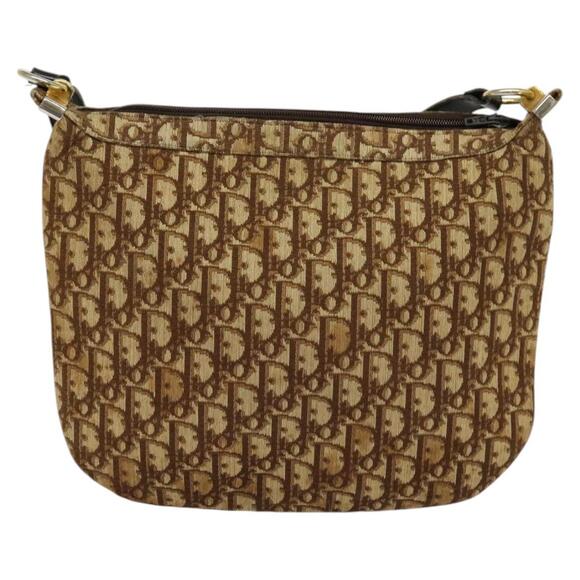 DIOR Trotter Canvas Shoulder Bag Brown Gold - Picture 3 of 11